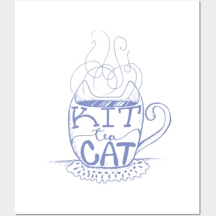 Kitty Cat - Tea Lover Lettering Art - Visual Pun - Mug - Light Blue Posters and Art